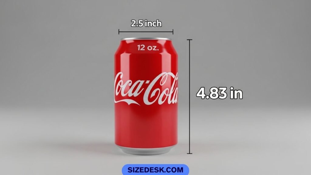 12 oz coke can dimensions showing 4.83 inch height and 2.6 inch diameter