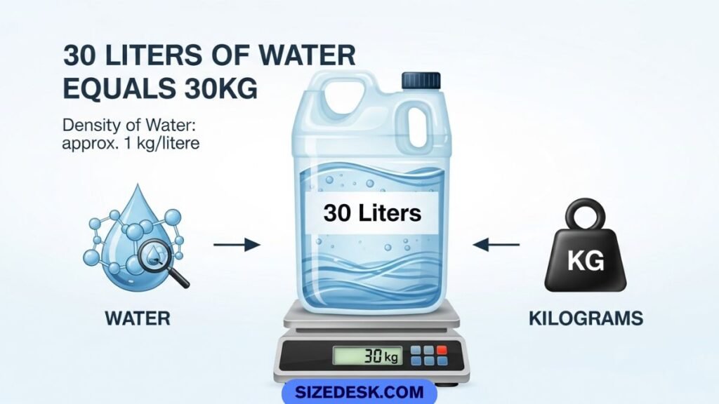 Thirty liters of water containers weighing 30 kilograms