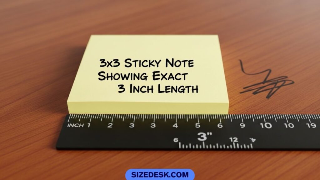 Square sticky note measuring 3 inches on one side