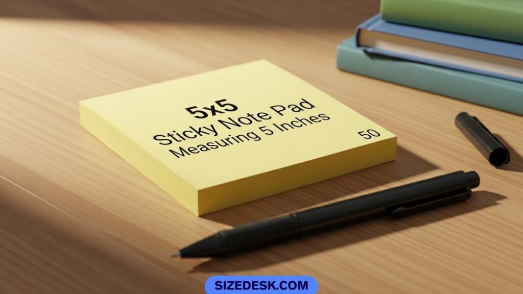 Square sticky note pad measuring 5 inches on each side