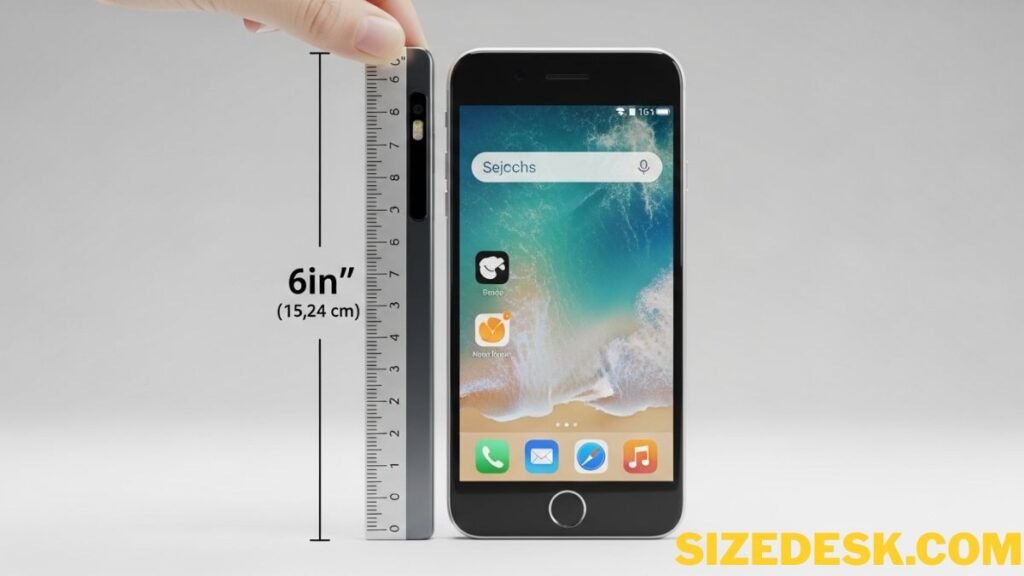 smartphone compared to 6 inches length for visual reference