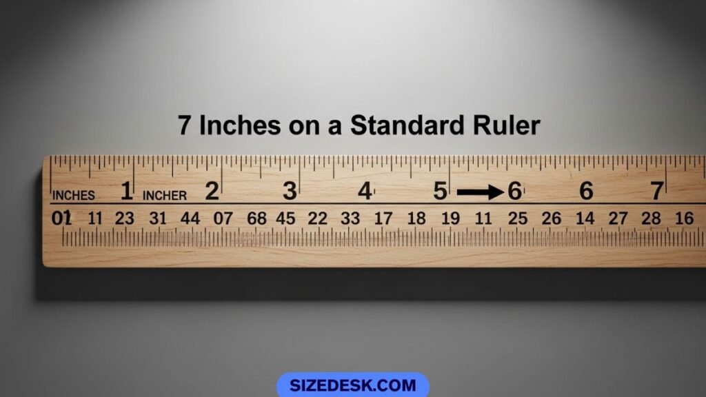 7 inch measurement shown on a standard 12 inch ruler