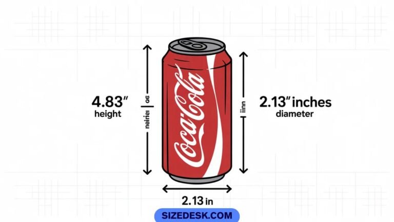standard 12 oz coke can showing height and diameter measurements