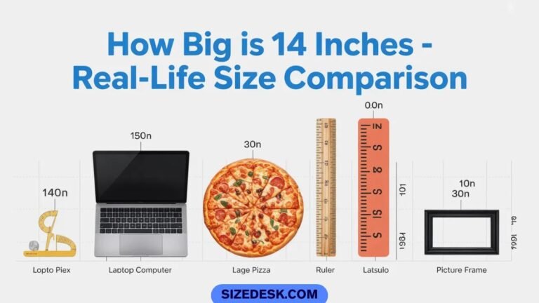 How big is 14 inches shown with everyday objects for size comparison