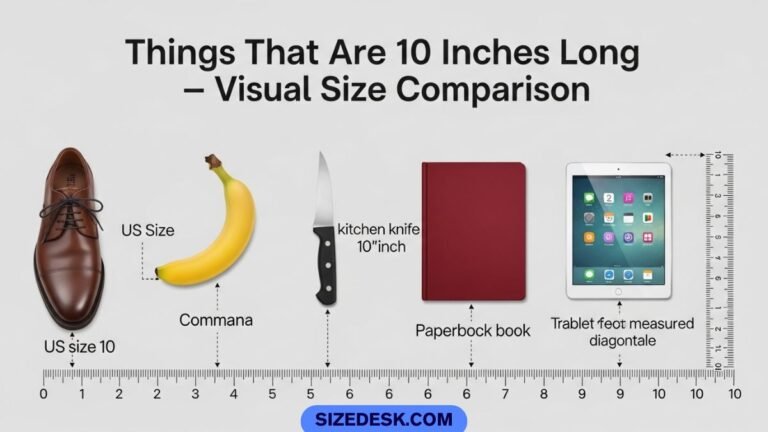 Everyday things that are 10 inches long shown next to a ruler for size comparison