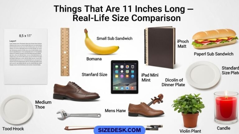 Everyday things that are 11 inches long shown next to a ruler for size comparison