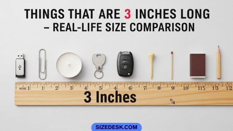 Everyday things that are 3 inches long shown next to a ruler for size comparison