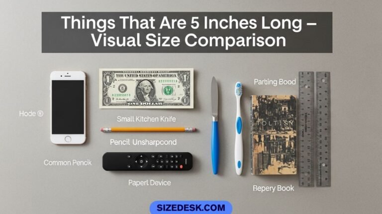 Everyday things that are 5 inches long shown next to a ruler for size comparison