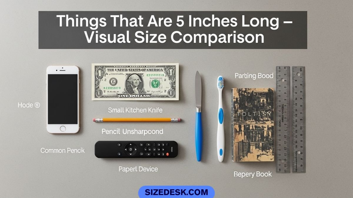 Everyday things that are 5 inches long shown next to a ruler for size comparison