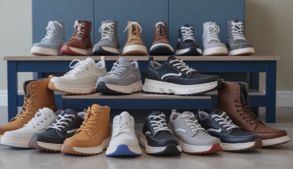 Size 15 Men’s Shoes: The Performance and Injury Prevention Guide The image showcases a variety of stylish and contemporary men's footwear in large sizes, including athletic sneakers, casual slip-ons, and rugged boots.